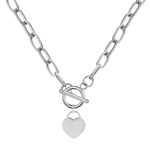 KXQYIKYI Accessorie Sterling Silbermünze Kipphalskette für Frauen, papierklammernde Kette Padlock Halskette - Schloss und Schlüssel, Herz, Münzkette Anhänger Halskette KXQYIKYI Accessorie Sterling Silbermünze Kipphalskette für Frauen, papierklammernde Kette Padlock Halskette - Schloss und Schlüssel, Herz, Münzkette Anhänger Halskette von KXQYIKYI
