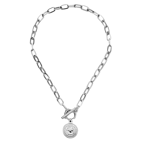 KXQYIKYI Accessorie Sterling Silbermünze Kipphalskette für Frauen, papierklammernde Kette Padlock Halskette - Schloss und Schlüssel, Herz, Münzkette Anhänger Halskette KXQYIKYI Accessorie Sterling Silbermünze Kipphalskette für Frauen, papierklammernde Kette Padlock Halskette - Schloss und Schlüssel, Herz, Münzkette Anhänger Halskette von KXQYIKYI