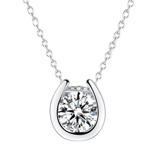 KXQYIKYI Anhänger Moissanit Halskette 1CT D-Color VVS1 925 Sterling Silberkette für Frauen Schmuck von KXQYIKYI