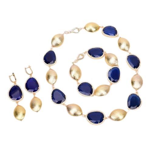 KXQYIKYI Blue Cat Eye Eye Kristall asphaltiert goldplattiert gebürstete ovale Perlen Halskette Armband Ohrringe Sets Frauen Geschenke KXQYIKYI Blue Cat Eye Eye Kristall asphaltiert goldplattiert gebürstete ovale Perlen Halskette Armband Ohrringe Sets Frauen Geschenke von KXQYIKYI