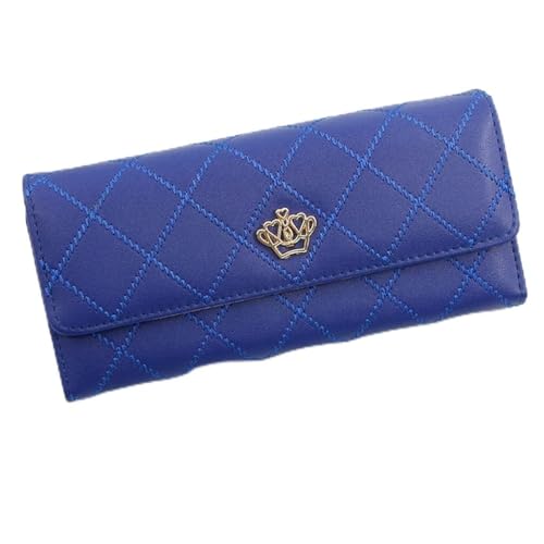 KXQYIKYI Dame Lady Clutch Leder Plaid HaSp Wallet Wallet Langlänge Kartenhalter Telefonbeutelbeutel (blau, 19,3 cm*9,5 cm*2,5 cm) von KXQYIKYI