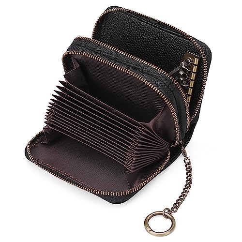 KXQYIKYI Damen-Geldbörse, RFID-blockierendes Leder, kleine Bifold-Geldbörse mit Reißverschluss, kompaktes Kartenetui mit Ausweisfenster von KXQYIKYI