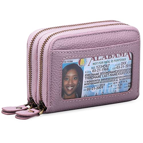 KXQYIKYI Damen-Geldbörse, RFID-blockierendes Leder, kleine Bifold-Geldbörse mit Reißverschluss, kompaktes Kartenetui mit Ausweisfenster von KXQYIKYI