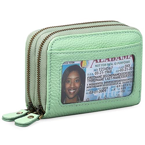 KXQYIKYI Damen-Geldbörse, RFID-blockierendes Leder, kleine Bifold-Geldbörse mit Reißverschluss, kompaktes Kartenetui mit Ausweisfenster von KXQYIKYI