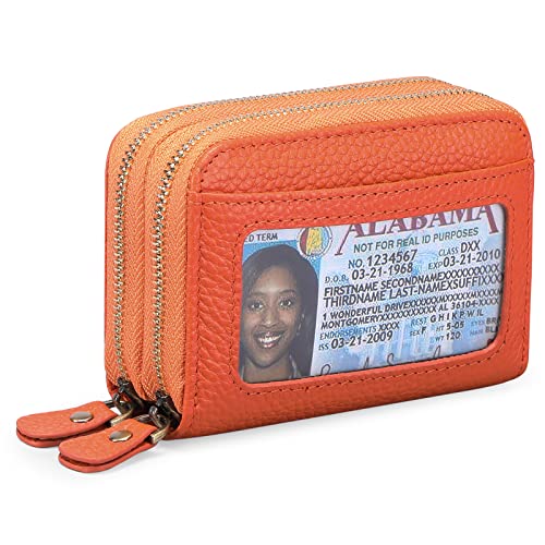 KXQYIKYI Damen-Geldbörse, RFID-blockierendes Leder, kleine Bifold-Geldbörse mit Reißverschluss, kompaktes Kartenetui mit Ausweisfenster von KXQYIKYI