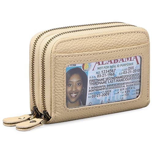 KXQYIKYI Damen-Geldbörse, RFID-blockierendes Leder, kleine Bifold-Geldbörse mit Reißverschluss, kompaktes Kartenetui mit Ausweisfenster von KXQYIKYI