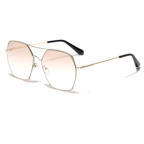 KXQYIKYI Damen-Sonnenbrille mit Farbverlauf, Polygon-Form, Rahmen aus Metalllegierung, modische Damen-Sonnenbrille von KXQYIKYI