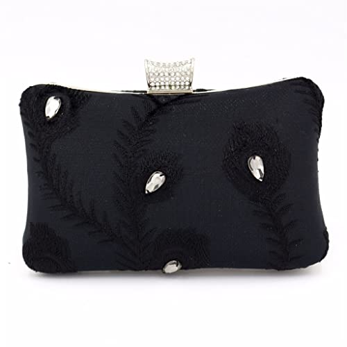 KXQYIKYI Europäische und amerikanische Abendessenbeutel Schwarz Stickerei Hand Holding Bag Damen Abendtasche Kleidertasche KXQYIKYI Europäische und amerikanische Abendessenbeutel Schwarz Stickerei Hand Holding Bag Damen Abendtasche Kleidertasche von KXQYIKYI