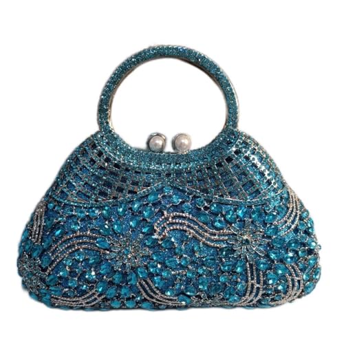 KXQYIKYI Frau Hochzeit Braut Handtasche Hohlkern -Out Blumenkristallparty Clutch -Geldbörse DIAMOND DIAMOND BLOMAL EEND SABE (Schwarz) von KXQYIKYI