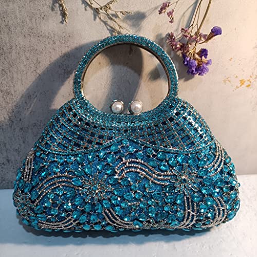 KXQYIKYI Frau Hochzeit Braut Handtasche Hohlkern -Out Blumenkristallparty Clutch -Geldbörse DIAMOND DIAMOND BLOMAL EEND SABE (Schwarz) von KXQYIKYI
