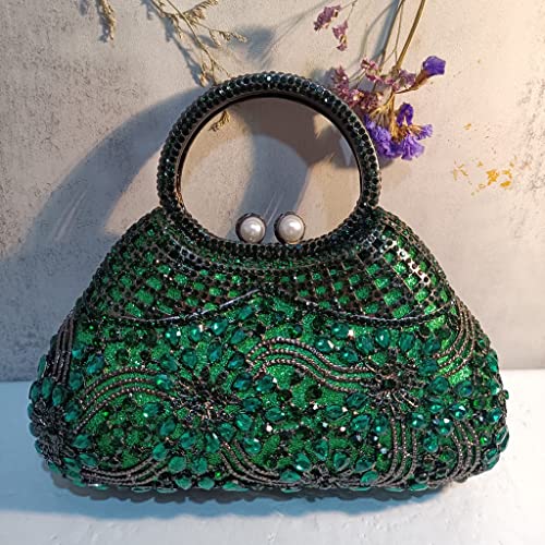 KXQYIKYI Frau Hochzeit Braut Handtasche Hohlkern -Out Blumenkristallparty Clutch -Geldbörse DIAMOND DIAMOND BLOMAL EEND SABE (Schwarz) von KXQYIKYI