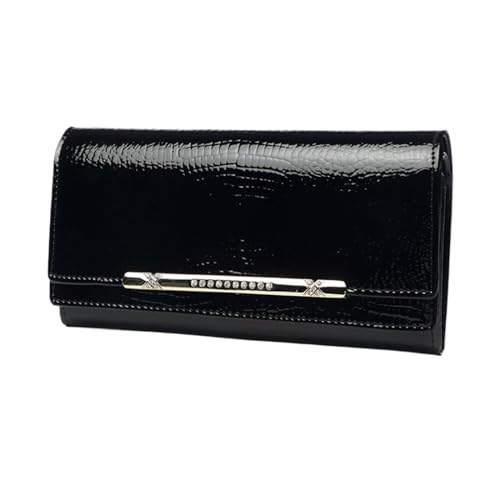 KXQYIKYI Frauen Brieftaschen Geldclips Visitenkartenhüllen blockieren Brieftaschen echte Ledermünzen vergleichen Beutel Handtaschen Abendtaschen (Größe: Schwarz) von KXQYIKYI