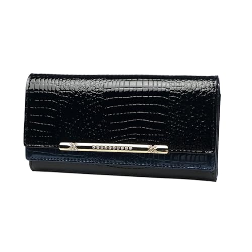 KXQYIKYI Frauen Brieftaschen Geldclips Visitenkartenhüllen blockieren Brieftaschen echte Ledermünzen vergleichen Beutel Handtaschen Abendtaschen (Größe: Schwarz) von KXQYIKYI