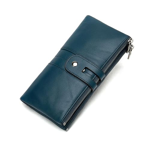 KXQYIKYI Frauen mit Lang Geld Clips Brieftaschen echtes Lederbaus über Visitenkartenhüllen Handtaschen Abendbeutel (Größe: Blau) von KXQYIKYI
