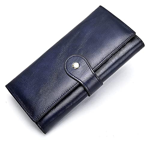 KXQYIKYI Leder Triufold Wallet Vintage Long Wallet Blockierhalter Telefon Clutch Reißverschluss von KXQYIKYI