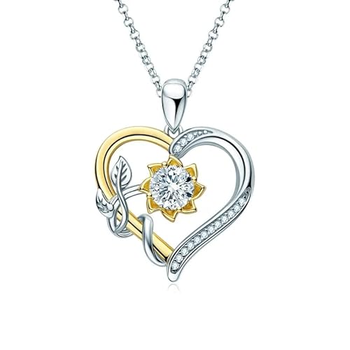 KXQYIKYI Moissanit Halsketten für Frauen Sonnenblumen Anhänger 100% S925 Sterling Silber Schmuck Hochzeit von KXQYIKYI