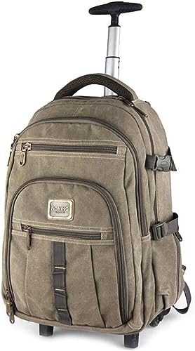 KXQYIKYI Rolling Rucksack für Frauen Männer Canvas Reisewagen Rucksack Business -Auftragsbag -Roller -Schule Computerbuchbag von KXQYIKYI