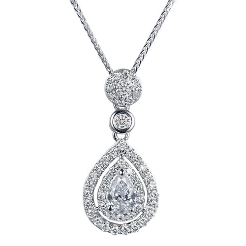 KXQYIKYI Rosenwasser Drop Diamond Anhänger 925 Hochzeitsanhänger Kettenketten für Frauen Schmuck von KXQYIKYI