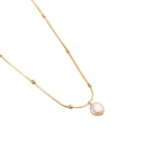 KXQYIKYI S925 Schlangenknochenkette natürliche Perlenhalskette für Frauen eleganter Schlüsselbeinschmuck von KXQYIKYI