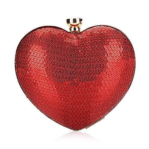 KXQYIKYI Süße Lady Bag Elegante Frauen Tasche rote Mädchen lieben Pailletten Pfirsich Herz Clutch Evening Club Tasche von KXQYIKYI