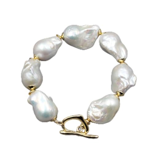 KXQYIKYI Süßwasserkultivierter weißer Keshi Barock Perlen Halskette Armband Ohrringe Sets für Frauen Lady Mode von KXQYIKYI