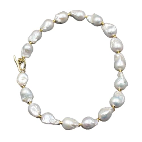 KXQYIKYI Süßwasserkultivierter weißer Keshi Barock Perlen Halskette Armband Ohrringe Sets für Frauen Lady Mode von KXQYIKYI