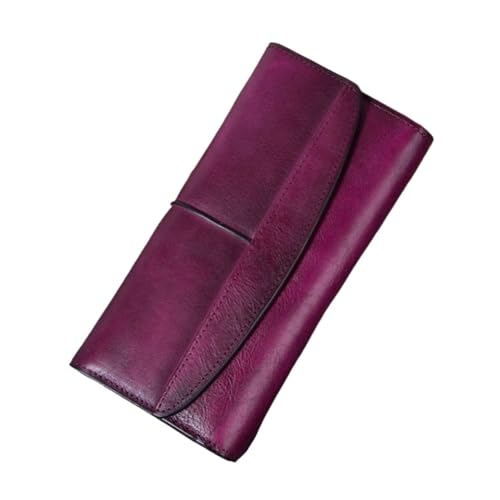 KXQYIKYI Visitenkartenkoffer Frauen Cowide Geldbörsen Brieftaschen blockieren Brieftaschen Handtaschen Leder Lang Geld Clips Abendbeutel (Größe: lila) von KXQYIKYI