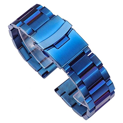 KXQYIKYI Watch -Gurte Edelstahl Uhrenband Blue Frauen Männer Watch Band Link Armband 18mm 20mm 22 mm 24mm Uhr Accessoires von KXQYIKYI