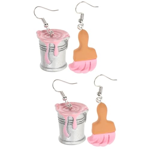 Lackiermädchen Girl Lady Asymmetrische Maler Drop Fun einzigartiges Neuheit Locket Funky Ohrringe für Frauenharz von KXQYIKYI