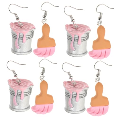 Lackiermädchen Girl Lady Asymmetrische Maler Drop Fun einzigartiges Neuheit Locket Funky Ohrringe für Frauenharz von KXQYIKYI