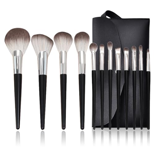 Make-up-Pinsel-Set 12 Stücke schwarzer Silberbürsten Pulver Lidschatten Pinsel Multifunktions Schönheitswerkzeuge von KXQYIKYI