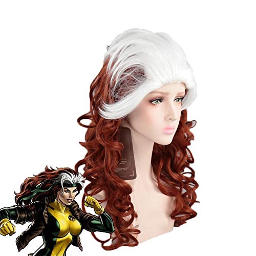 X-Men Die jährliche Anna Marie Cosplay Perücke weiße Gradient Brown Long Curly Synthetic Hair Rogue Rollenspiel Kostüm Perücken E411 von KXQYIKYI
