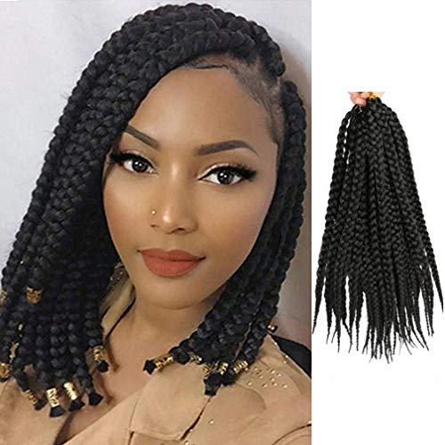 3 Packungen 14 "Goddess Crochet Box Braids Haar für schwarze Frauen Short Pre Loop 6 Packungen/Lot Synthetic 3 Stück Haarverlängerung (5 Farben, 14 Zoll / 35 cm) von KXW