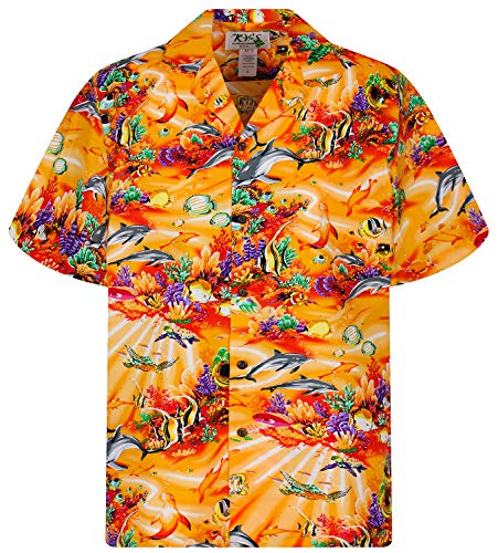 KY´s Hawaiihemd, Kurzarm, Aquarium, Orange, XXL von KY's International