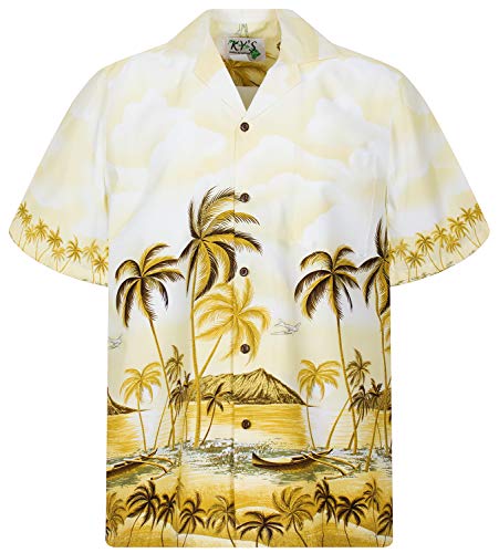 KY's Hawaiihemd, Kurzarm, PalmBeach, Beige, L von KY's