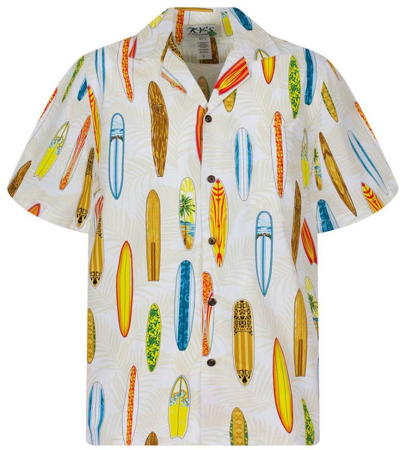 KY's Hawaiihemd Surfbretter Allover Original Hawaiihemd mit 100% Kokosnuss-Knöpfen von KY's