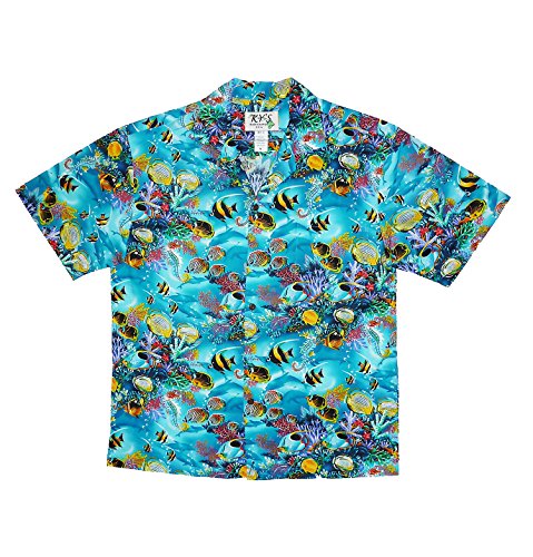 KY's Original Hawaiihemd, Aquarium Strahlen, türkis, S von KY's