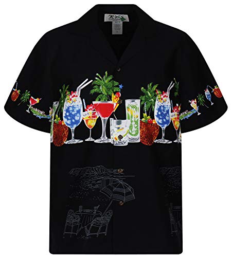 KY‘s Original Hawaiihemd, Cocktail Brustdruck, schwarz, XXL von KY's