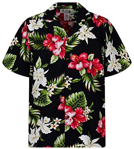 KY's Original Hawaiihemd, Hibiskus Allover, schwarz, XL von KY's