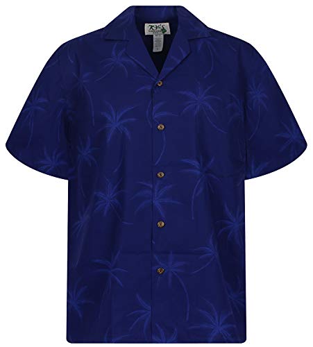 KY's Original Hawaiihemd, Palm Shadow, Dunkelblau, 6XL von KY's