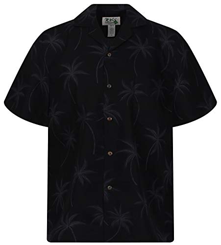 KY's Original Hawaiihemd, Palm Shadow, Schwarz, 3XL von KY's