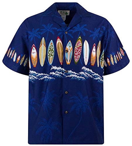 KY's Original Hawaiihemd, Surfbretter Brustdruck, blau, M von KY's