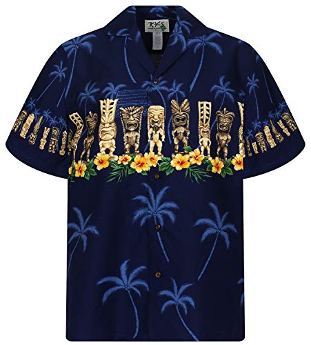 KY‘s Original Hawaiihemd, Totem Brustdruck, blau, XXL von KY's