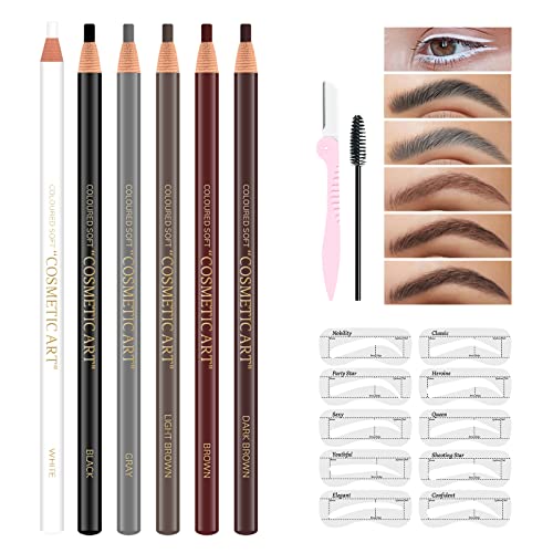 Freeorr 6Pcs Pull Cord Peel-off Augenbrauenstift Tattoo Make-up und Microblading Supplies Set zum Markieren, Füllen und Gliedern, langlebig Permanent Eyebrow Pencil… von KYDA