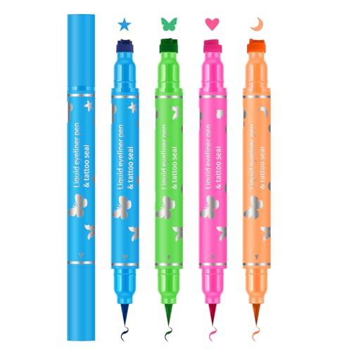 KYDA 4 Color Eyeliner Stamp Liquid Eyeliner, Waterproof & Smudge-proof Colorful Eyeliner pen，Fluorescent Rainbow Eye Liners for Women von KYDA
