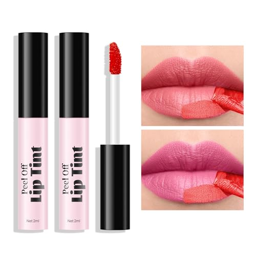 KYDA 2 Colors Peel Off Matte Lip Tint, Lasting Matte Tattoo Lip Gloss, Non-Stick Cup Tinted Lip Stain, Waterproof Formula von KYDA
