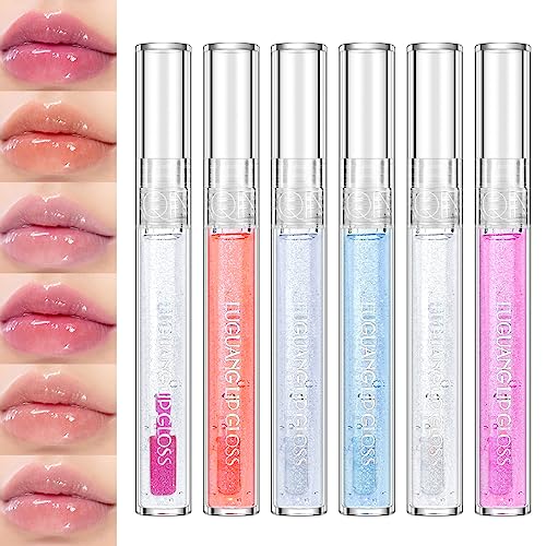 KYDA 6 Farben Glossy Lip Gloss, Mirror Shiny Finish, Water Glow Tinted Transparent Jelly Lipstick, Lasting Moisturizing Lip Plumping Gloss, von Ownest Beauty von KYDA