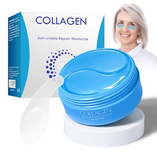 KYDA 60 Pcs Collagen Augenpads for Older Women, feuchtigkeitsspendende und pflegende Augenmaske, Anti-Aging-Augenpads für gegen geschwollene Augen, Augenringe und dunkle Augenringe von KYDA