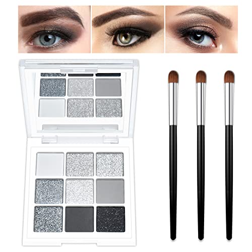 KYDA 9 Farben Smoky Makeup Lidschatten-Palette, Dunkelgrau & Schwarz Punk Lidschatten-Palette Make-up, Perlglanz Matte Zementgraue Farbe Lidschatten, mit Lidschattenpinsel KYDA 9 Farben Smoky Makeup Lidschatten-Palette, Dunkelgrau & Schwarz Punk Lidschatten-Palette Make-up, Perlglanz Matte Zementgraue Farbe Lidschatten, mit Lidschattenpinsel von KYDA