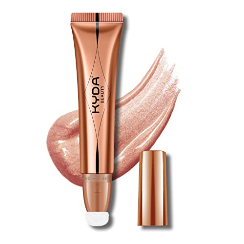 KYDA Highlighter Beauty Wand, Flüssige Gesicht Touch Illuminator mit Kissen Applikator, Lang Anhaltende Natürlichen Schimmer Silky Creme Highlighter Bronzer Makeup, 0.6fl.oz-02 Nude Pink von KYDA